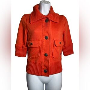 Hurley jacket women’s size small orange knit button-down top knit‎ cropped 🧡🧡
